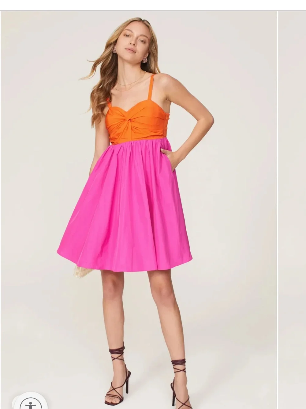NWOT kate spade Twist Bodice Orange Bust Pink Skirt Mini Dress 6